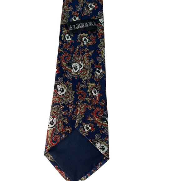 Vintage Disney The Tie Works Mickey Mouse Paisley Print Men's Tie Navy Red - Picture 4 of 6